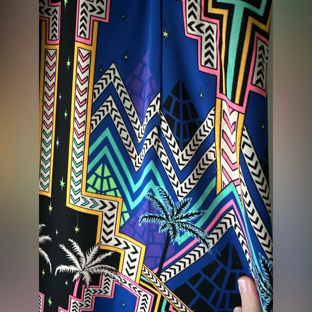 Mara Hoffman Geometric Palm Tree Maxi in Navy - Picture 2 of 5